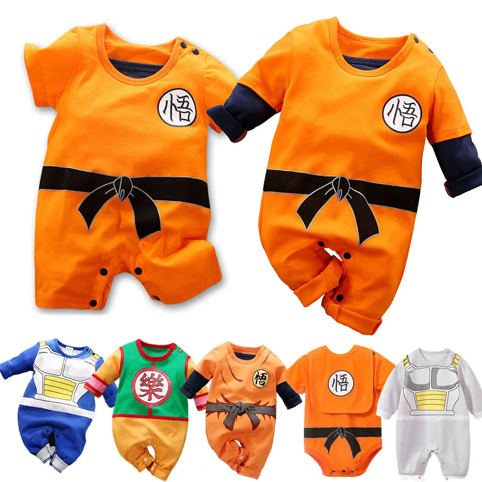 Anime Clothes Baby Vegeta Rompers Newborn Kuririn Roshi Training Outfit Infant Kids Halloween Cartoon Cosplay Costume Jumpsuit