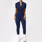 Women's Tracksuit Gym Workout Sports Clothes Outfit Zipper Jumpsuit Yoga Fitness Overalls Set Open Back Bodysuits Suit for Women
