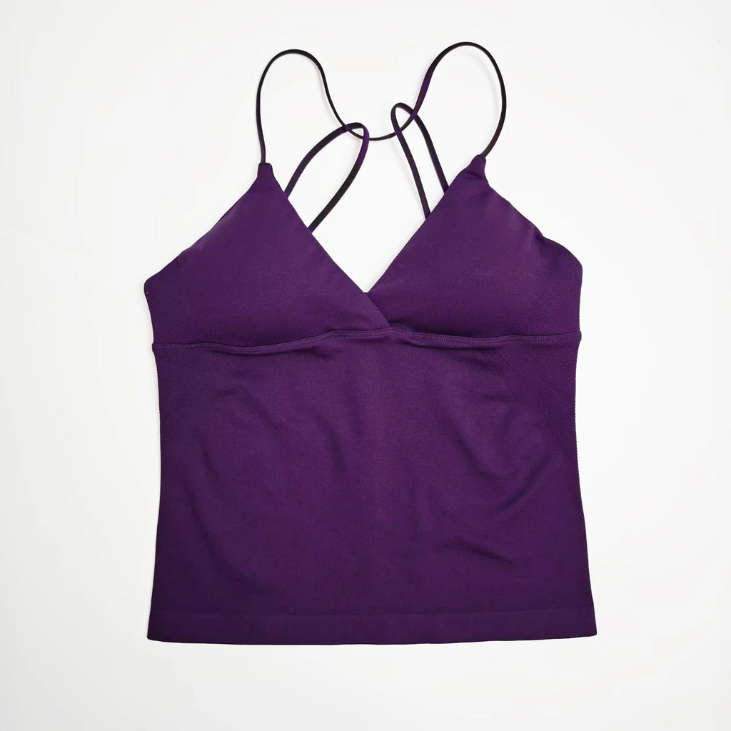 NCLAGEN Vision Twist Front Longline Top Women's Seamless Thin Straps Yoga Gym Workout Vest Running Tank Tops Fitness Clothing