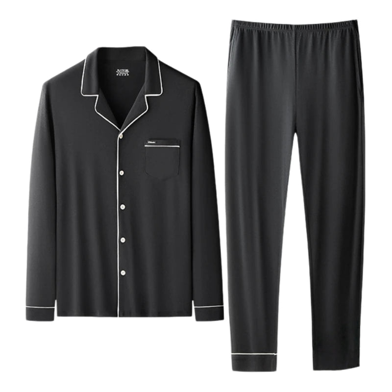 Men's Loose Fit Pajamas Set Soft Lyocell and Cotton Sleepwear Breathable Home Loungewear Cozy Comfortable Pajamas