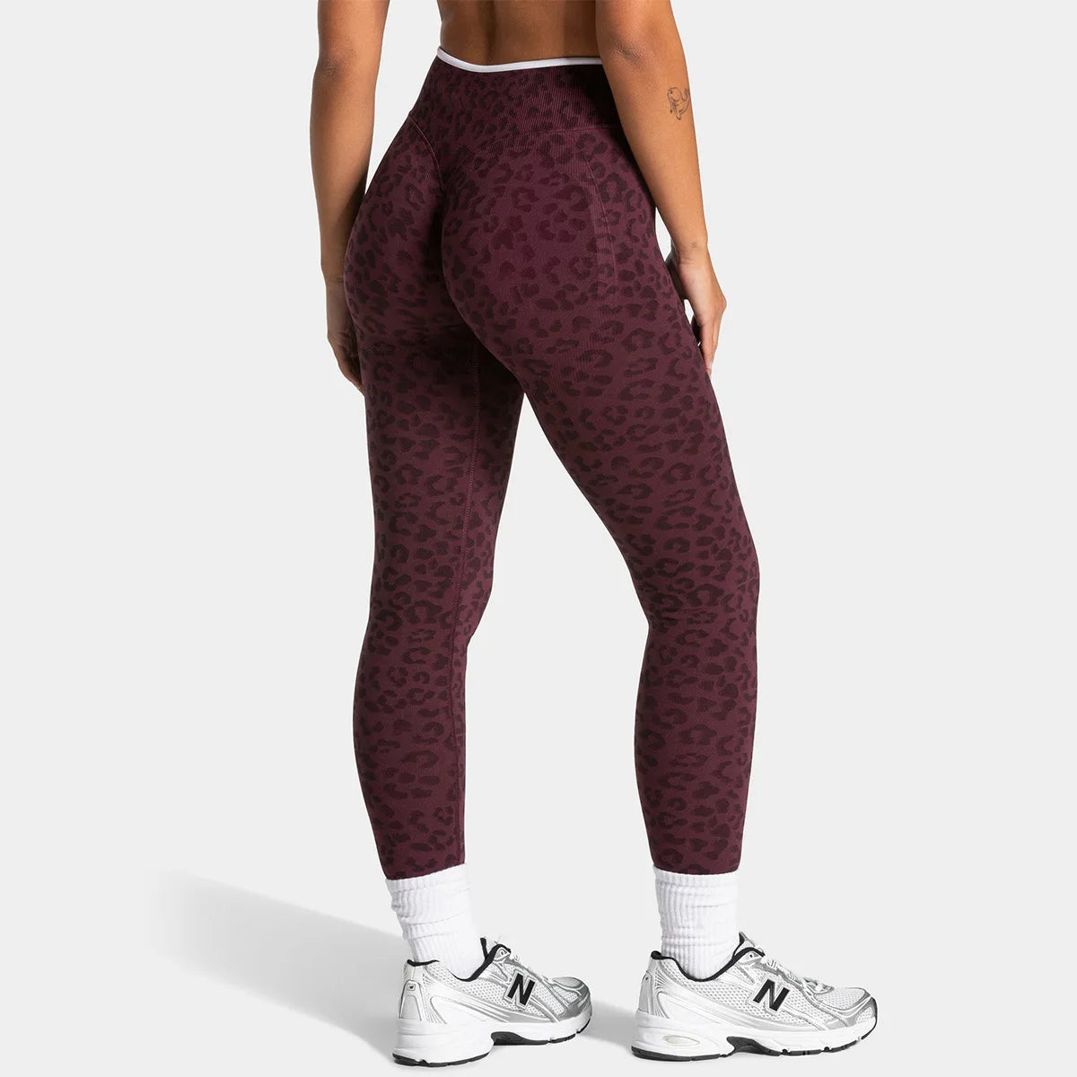 High Waist Leopard Print Yoga Pants, Butt Lifting Tummy Control Leggings 