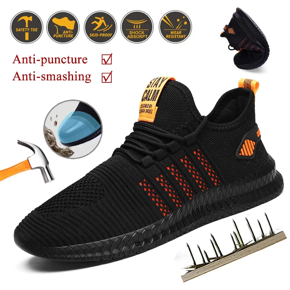 Work Safety Shoes Summer Breathable Men Air Cushion Work Protective Sneakers Anti-Puncture Work Shoes Male Steel Toe Shoes Main image