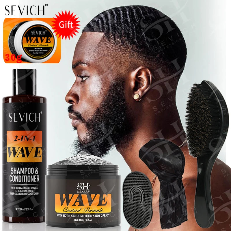 Deep Wave Control Pomade 360 Biotin Sport Strong Hold Wave Hair Gel With Brush Wavy Hair Oil Shampoo Conditioner Styling Care Main image