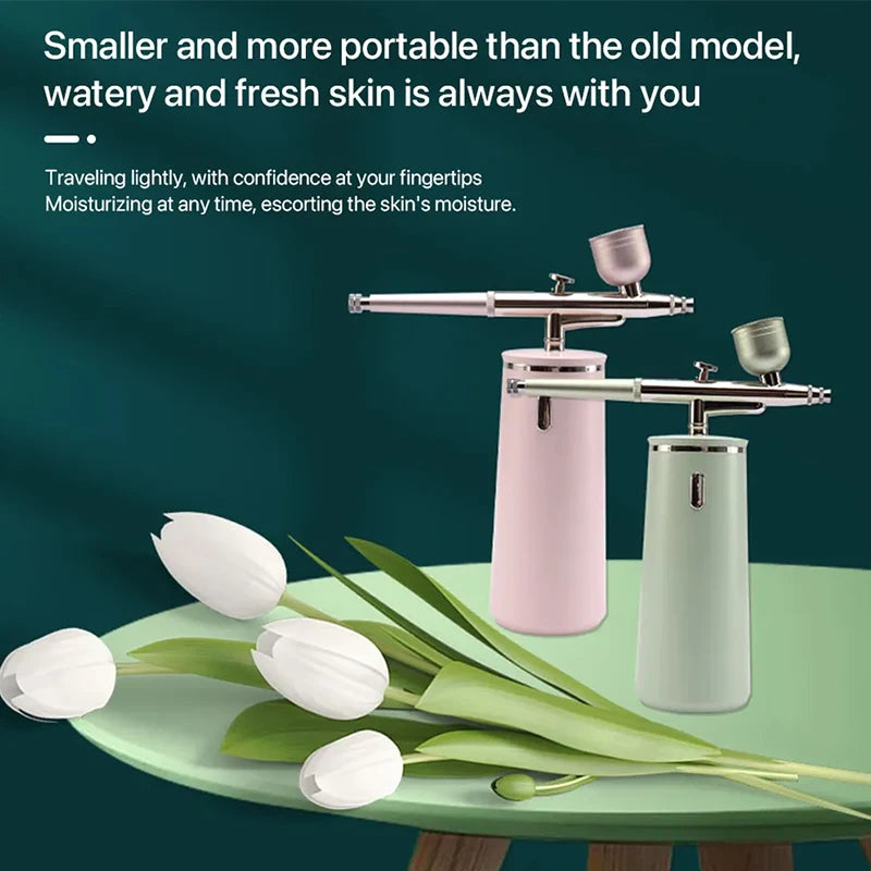 Nano Spray & Oxygen Infusion Facial Device - Hydrating & Brightening Machine for Home Spa, Portable High Pressure Skin Care Tool