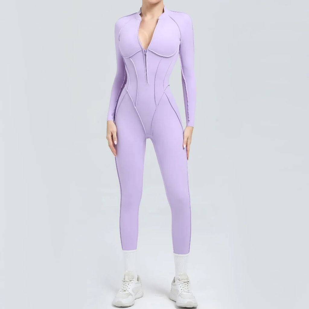 Women's Yoga Jumpsuit Hip Lift Sports Fitness Removable Padding Backless Zipper Leggings One-Piece Running Workout Gym Jumpsuit