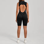 Women's Yoga Jumpsuit Hip Lift Sports Fitness Removable Padding Backless Zipper Leggings One-Piece Running Workout Gym Jumpsuit