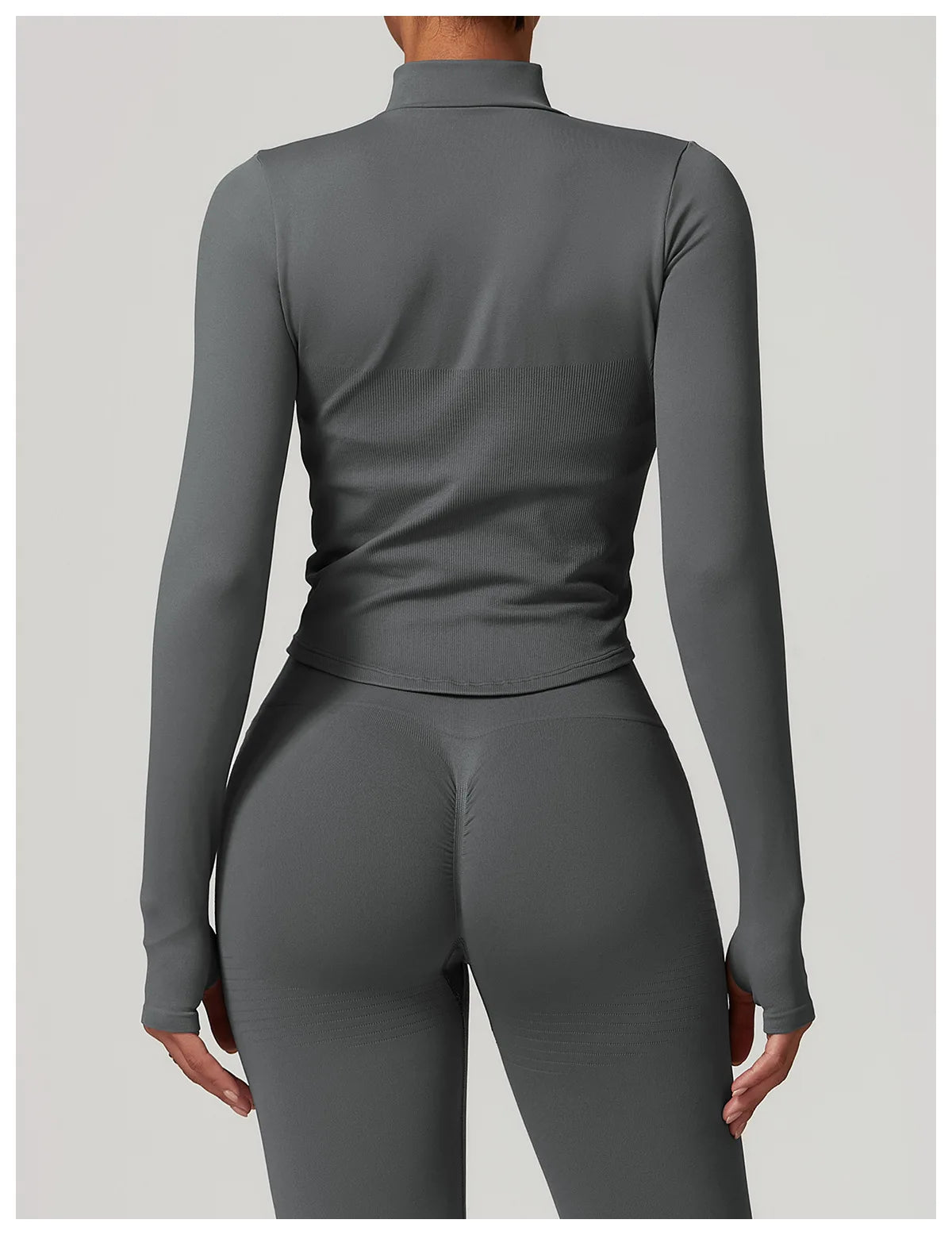 Women's Zipper Crop Sports Jacket Long Sleeve Yoga T-Shirt Solid Quick Dry Fitness Top Gym Running Workout Sportswear