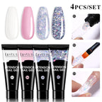 LILYCUTE 15ml Extension Gel Nail Polish Set Quick Nail Prolong With Extend Mold Nail Tips Acrylic Solution Manicure Tools Kit