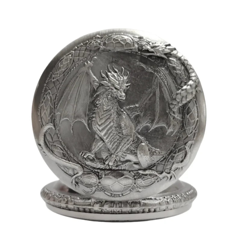 Retro Charm Neutral Handsome Fashion Dragon Carving Quartz Pocket Watch Steampunk Men's and Women's Necklace Pendant Gift