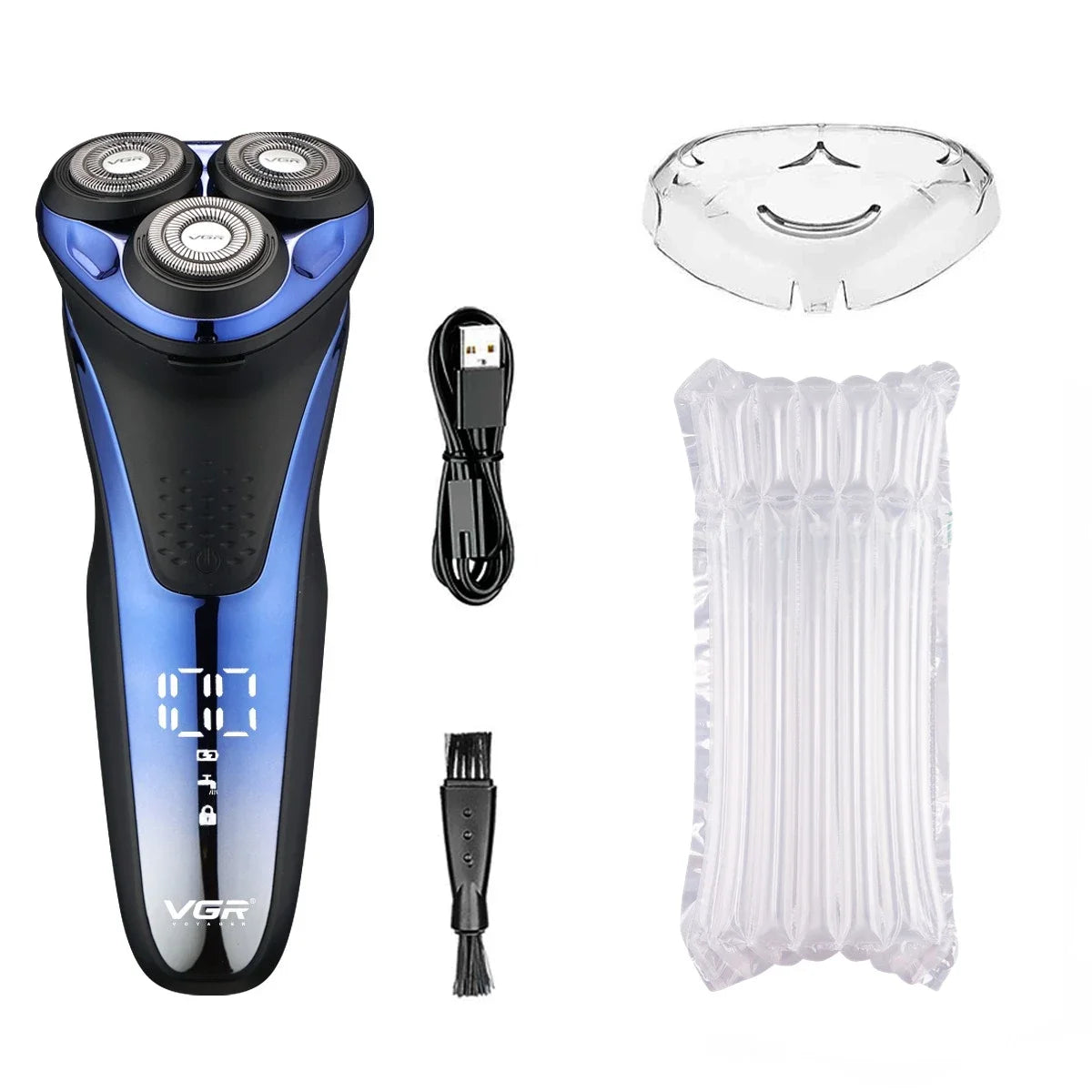 VGR Electric Shaver Professional Razor Waterproof Beard Trimmer Rotary 3D Floating Shaving Rechargeable Electric for Men V-306