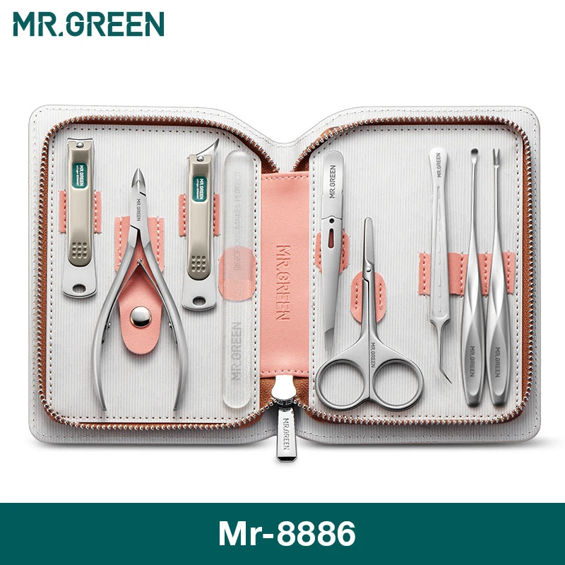 MR.GREEN Premium Manicure Set Professional-Grade Stainless Tools with Clean Lines & Travel-Ready Design Portable Case