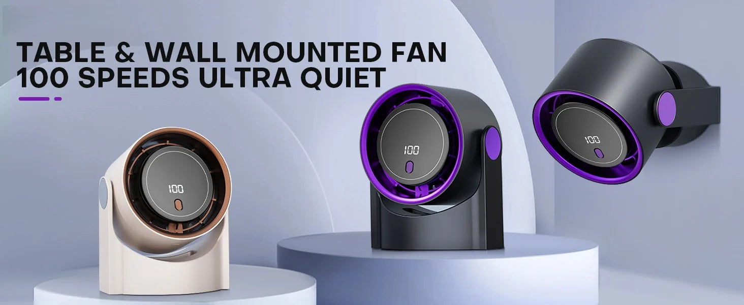 100 Level Bladeless Fan Portable Small Usb Charge Silent Desktop Digital Display High-speed Circulating Cooling Fan