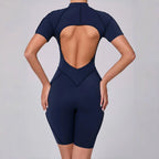 Women's Yoga Jumpsuit Hip Lift Sports Fitness Removable Padding Backless Zipper Leggings One-Piece Running Workout Gym Jumpsuit