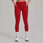 Women's Gym High-waisted High-stretch Yoga Pants with Side Pockets Leggings Workout Running Tights Quick-dry Fitness Trousers