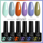 LILYCUTE 7ML 6PCS Neon Gel Nail Polish Set fluorescent Series Color Changing Semi Permanent Soak Off Manicure kit Nail Art Gel
