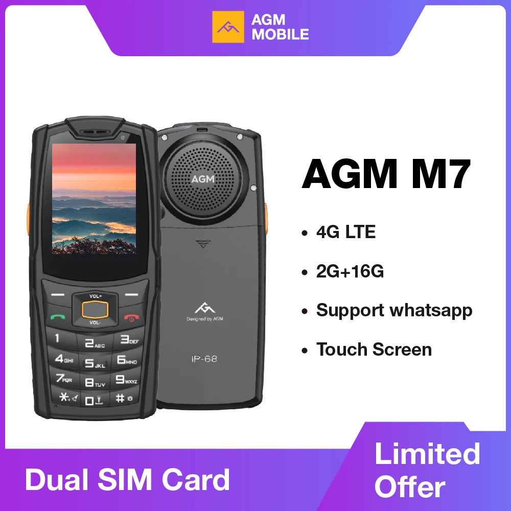 AGM M7 2+16G Volte Android Feature Phone Waterproof Touch Screen 2500mAh Cellphone with English Russian Keyboard Main image