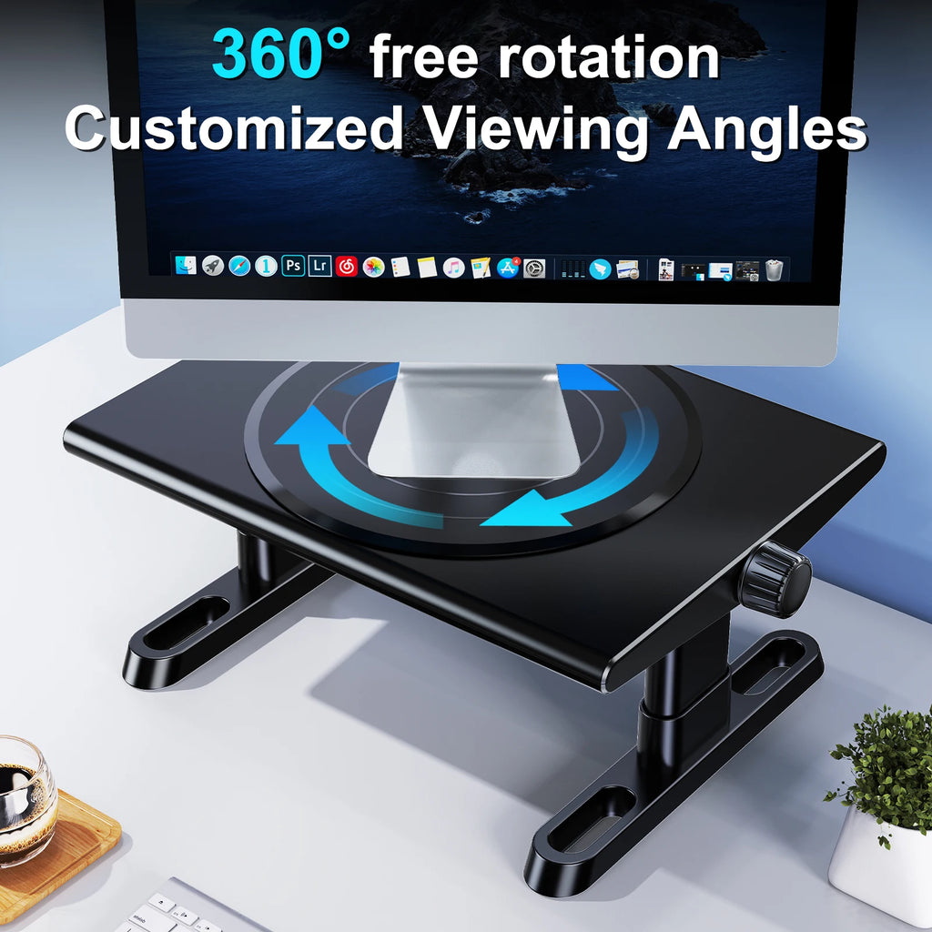 Oatsbasf Computer Monitor Stand Laptop TV Holder Monitor Shelf 360° Rotation Computer Desk Height Adjustment 50LB Load Bearing
