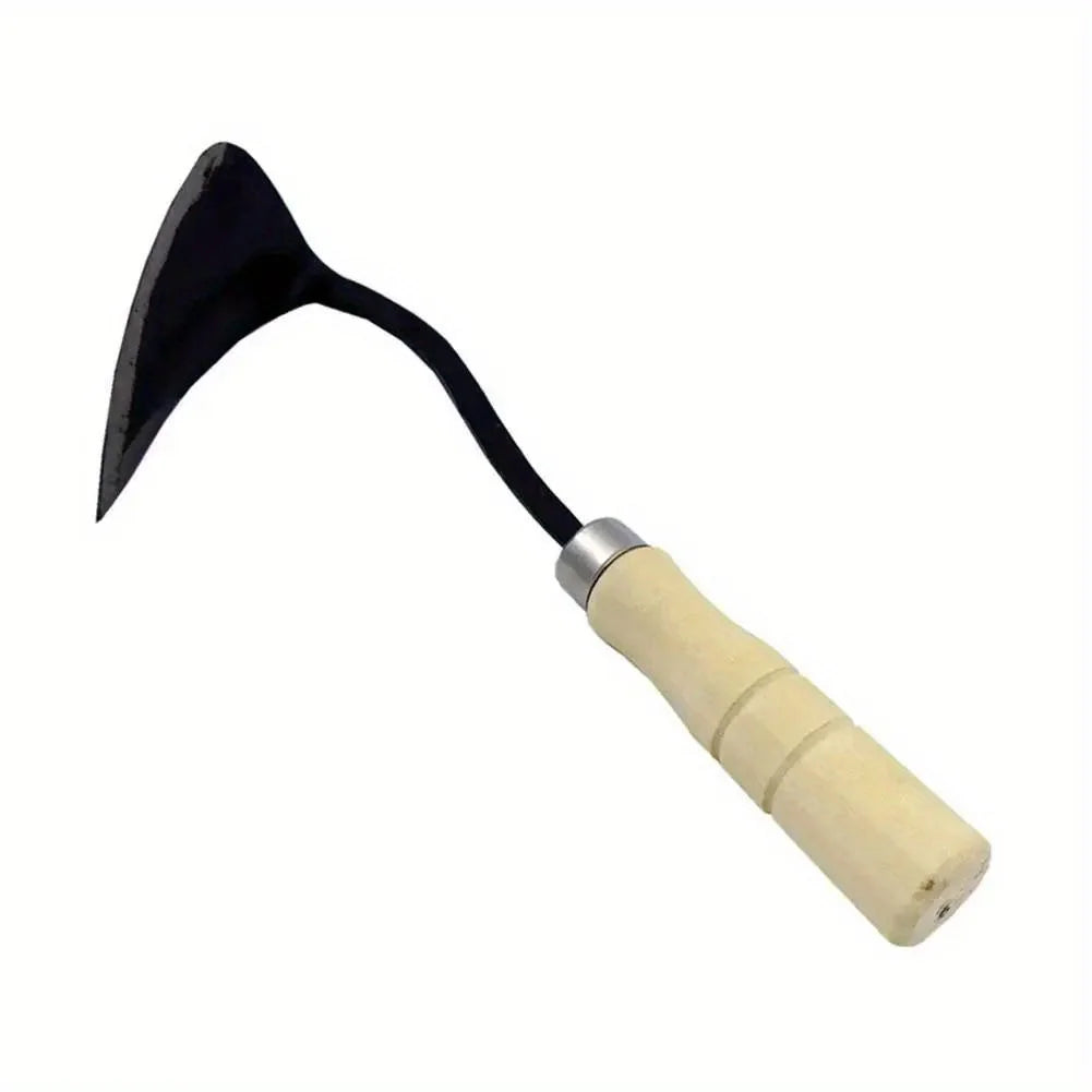 1pc, Wooden Handle Crooked Hoe, Multifunctional Garden Digger, Metal & Wooden Garden Tool, Seedling Hoe for Home Gardening