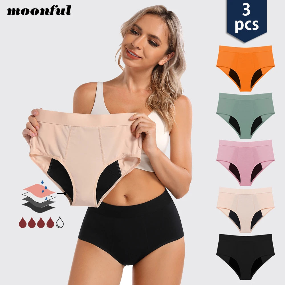 3PCS/Lot Menstrual Panties Woman Very Abundant Flow Menstruation Underwear High Waist Leak Proof Period Panties for Girls Set Main image