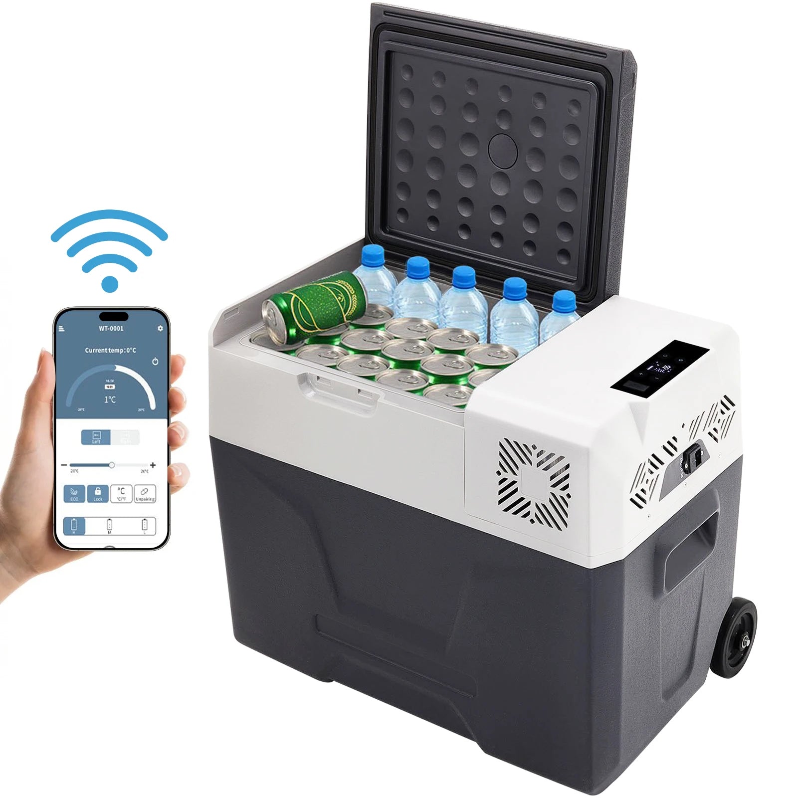 Sihao 15L-55L Portable Compressor Fridge Freezer, Mini Cooler for Outdoor Camping BBQ Picnic, Car Vehicle Refrigerator Cooler for Travel Road Trip, Electric Compressor Fridge Freezer Mini Cooler Box Image principale du produit