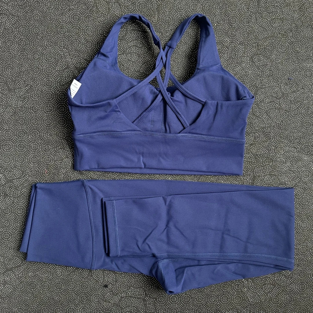 Solid Color Gym Yoga legging Set Soft Tight Women High Strength Fitness Bra With Sports Pant sportswear Proof of Squatting Proof