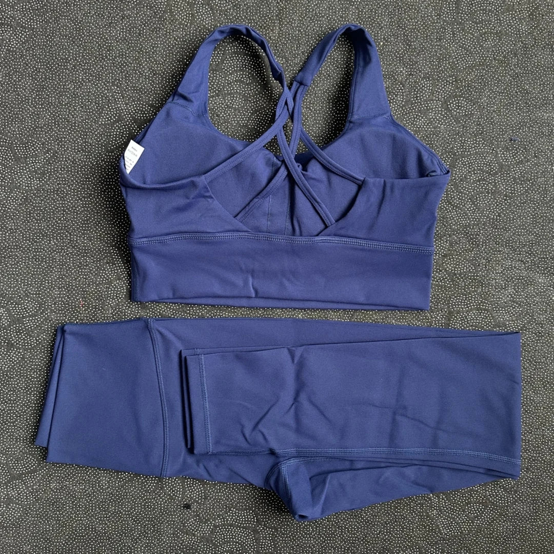 Solid Color Gym Yoga legging Set Soft Tight Women High Strength Fitness Bra With Sports Pant sportswear Proof of Squatting Proof