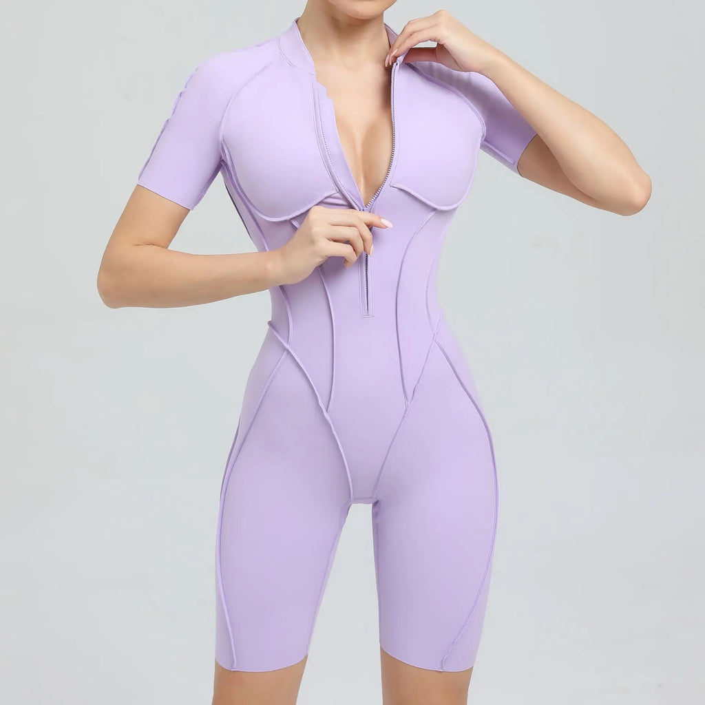 Women's Yoga Jumpsuit Hip Lift Sports Fitness Removable Padding Backless Zipper Leggings One-Piece Running Workout Gym Jumpsuit