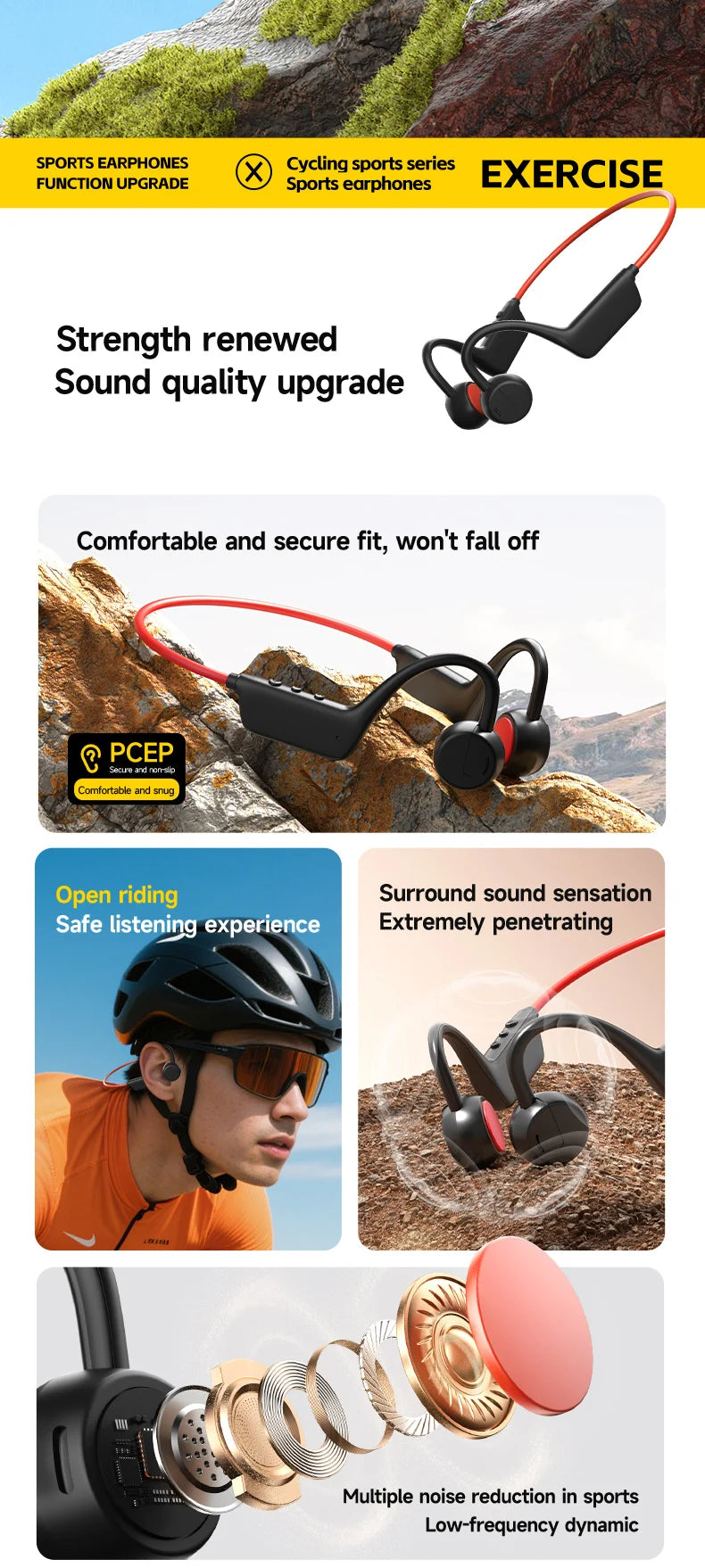 OnePlus Bone Conduction Headset Sport Headphone IPX8 Waterproof Bluetooth 5.4 Wireless Earphone Hands-free With Mic for Exercise