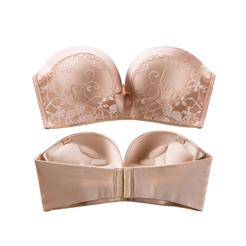 2024 New Sexy Lingerie Set for Women Strapless Push Up Bra Seamless Invisible Underwear Backless Wedding Dress LaceNo Show Panti Image principale du produit