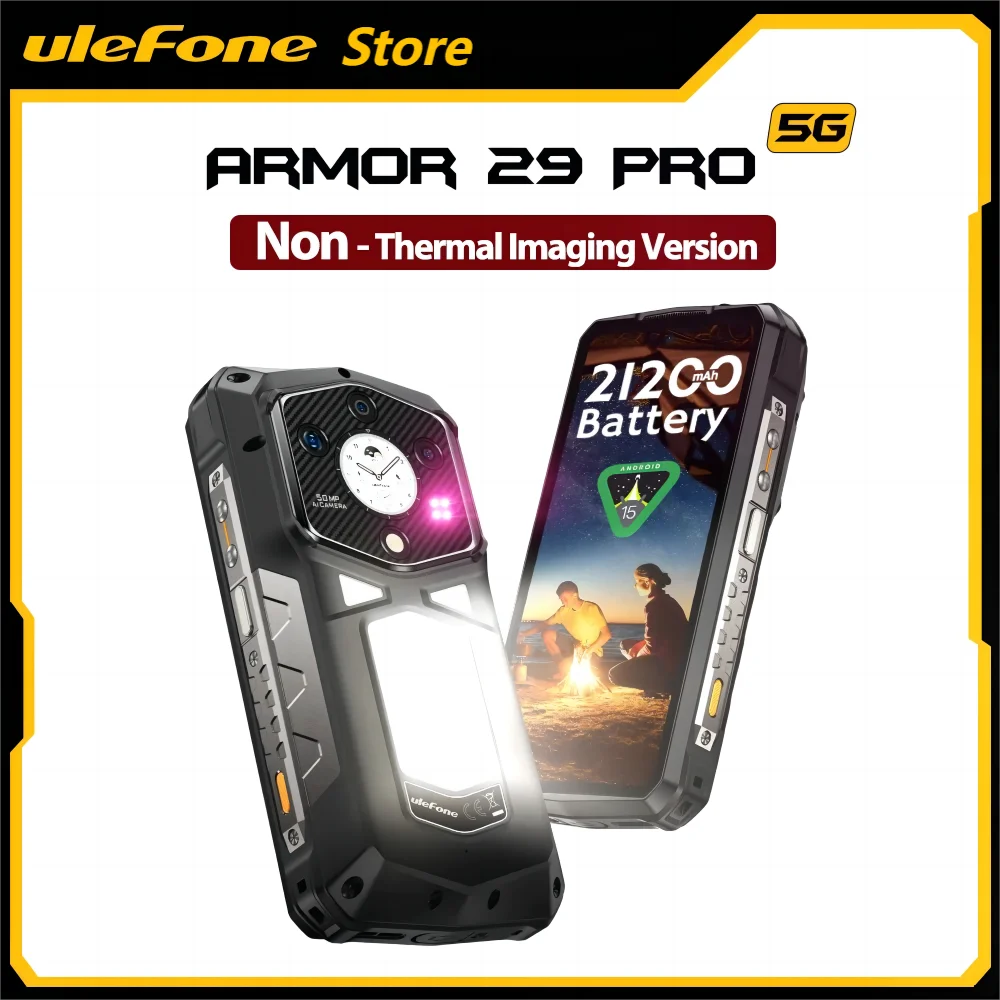 Ulefone Armor 29 Pro 5G AI Rugged Phone 6.67" 120Hz Up to 32GB RAM 512GB ROM 21200mAh 120W 64MP Night Vision Mobile Phone