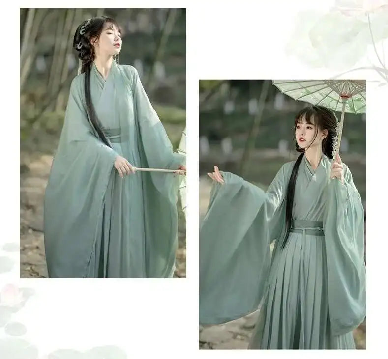 China Traditional Hanfu Women Evening Dresses Elegant Fairy Skirt Loose Big Sleeves Elegant Dress Banquet Dance Clothes Spring