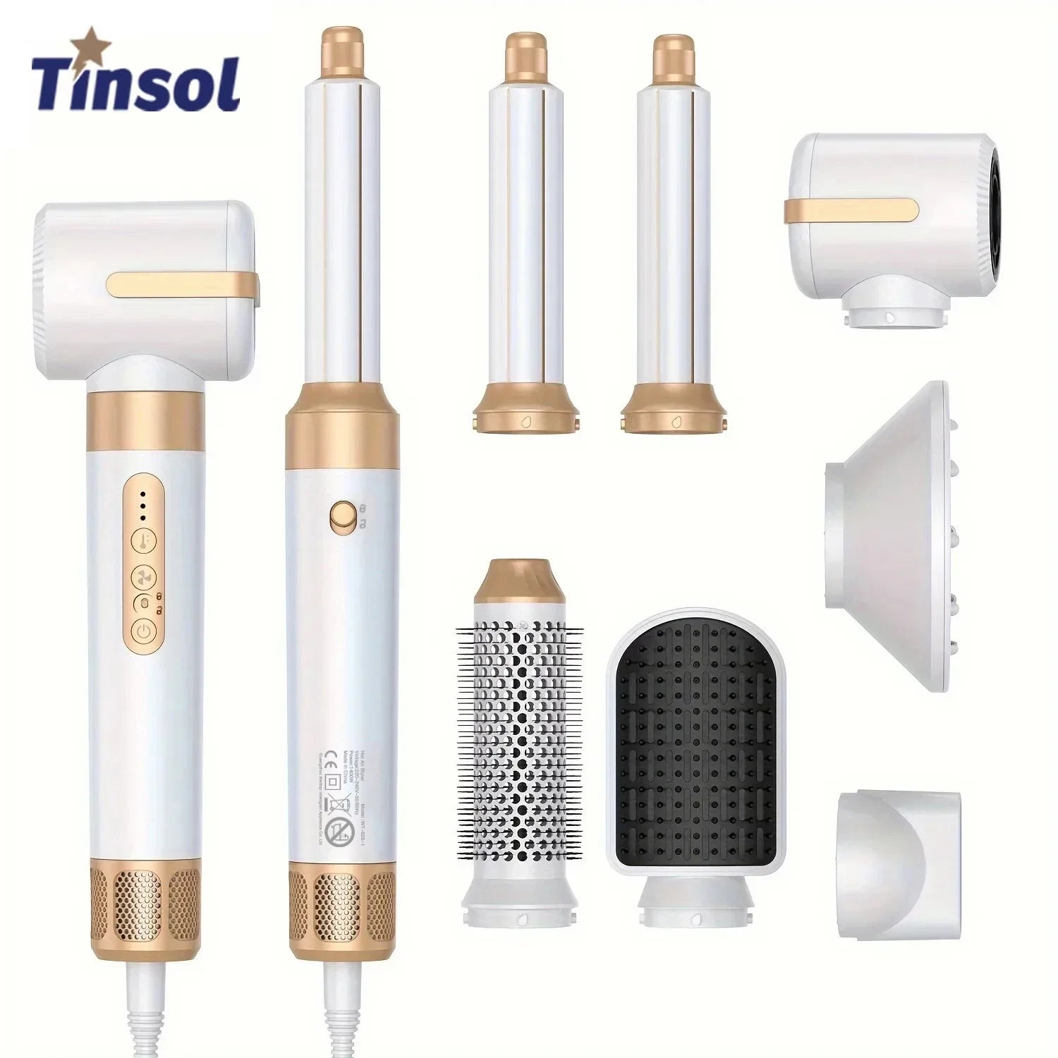 Tinsol 7 In 1 Hair Dryer Brush Brushless High Speed Hair Dryer with Diffuser Ionic Blow Dryer Hot Air Styling Comb Hair Curler Main image
