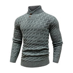 Men's Sweater Spring Shawl Collar Pullover Solid Color Sweater Casual Cable Knit Button-Up Pullover High Quality Tops US Size