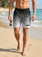 Shark Graphic Men's Board Shorts Summer Casual Beach Shorts with Mesh Liner Zipper Pockets Quick Dry Swim Trunks Bathing Suit