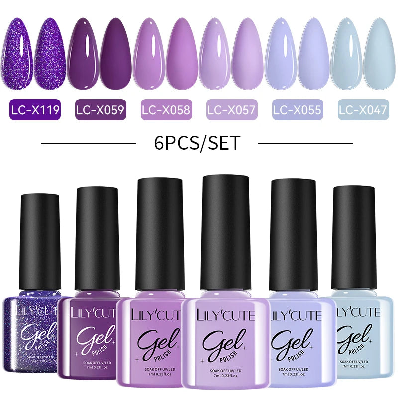 LILYCUTE Nail Gel Polish Set Pink Green Spring DIY Nail Art Design Long Lasting Soak Off UV Gel Manicure Painting Gel Vernis Kit