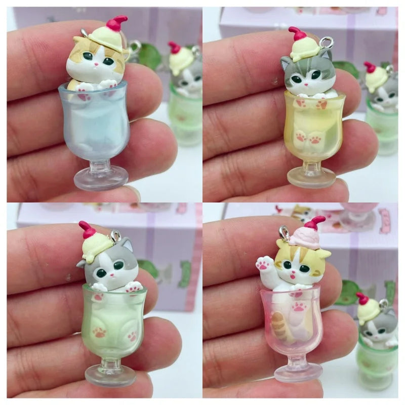 In Stock New Mofusand Cat Pudding Cold Drink Pendant Mini Figures Blind Box Anime Figures Ornaments Dolls Birthda Xmas Gifts Toy
