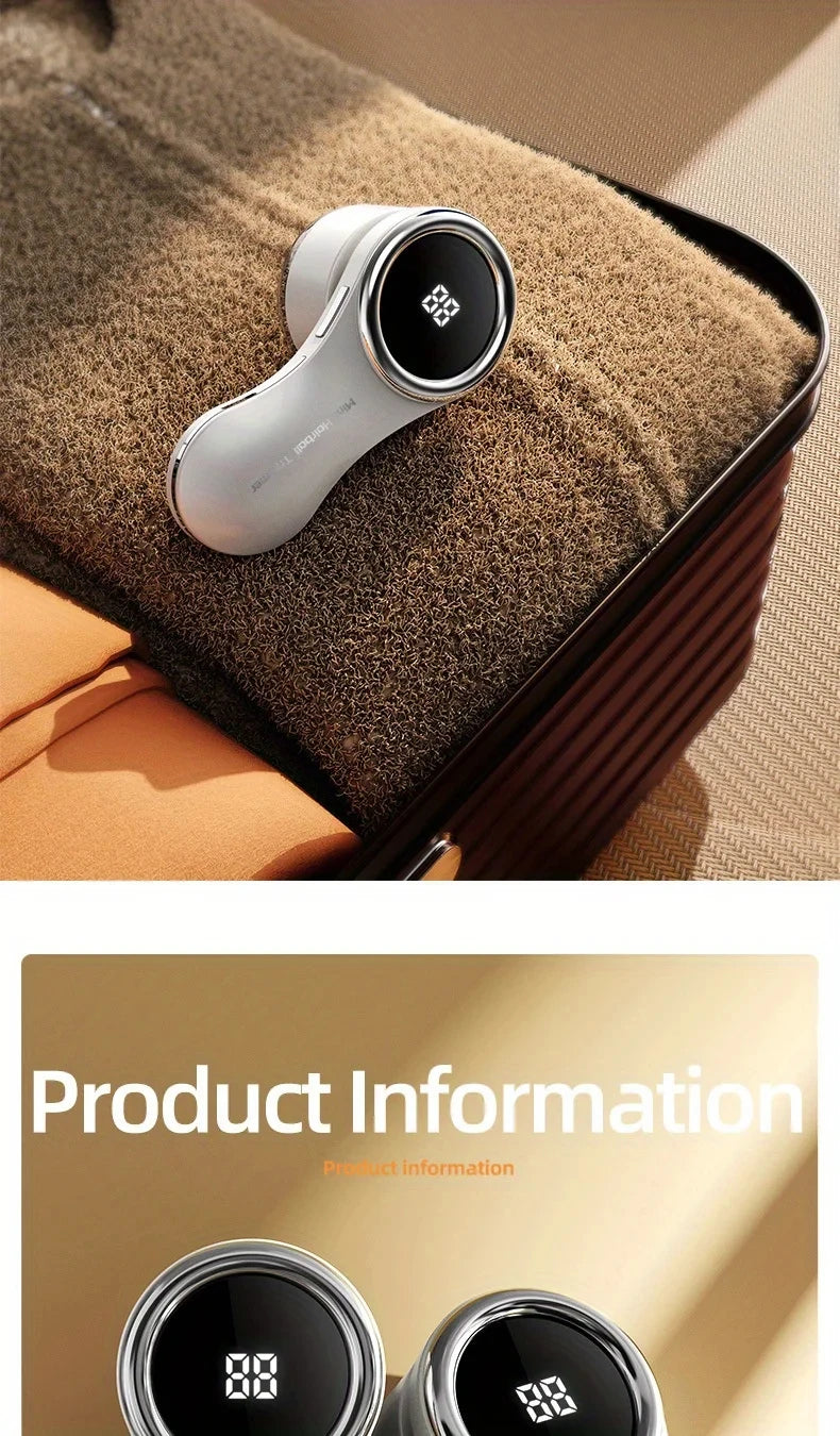Electric Lint Remover Fabric Shaver LCD Display USB Rechargeable Portable Clothes Fuzz Remover Hair Balls Trimmer for Home