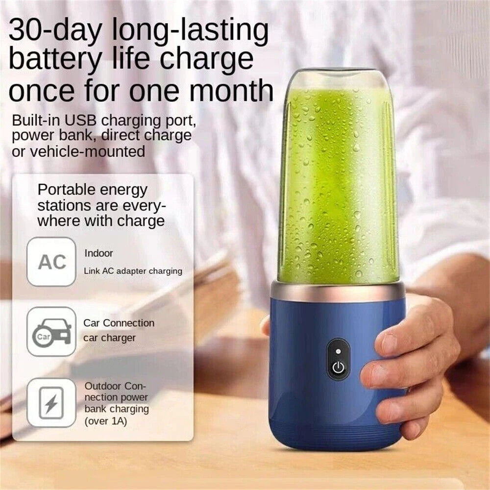 400ml Mini Blender 6 Blades, Portable Smoothie Maker with 21000 RPM, USB Rechargeable, Multifunctional Juicer Cup for Milkshake
