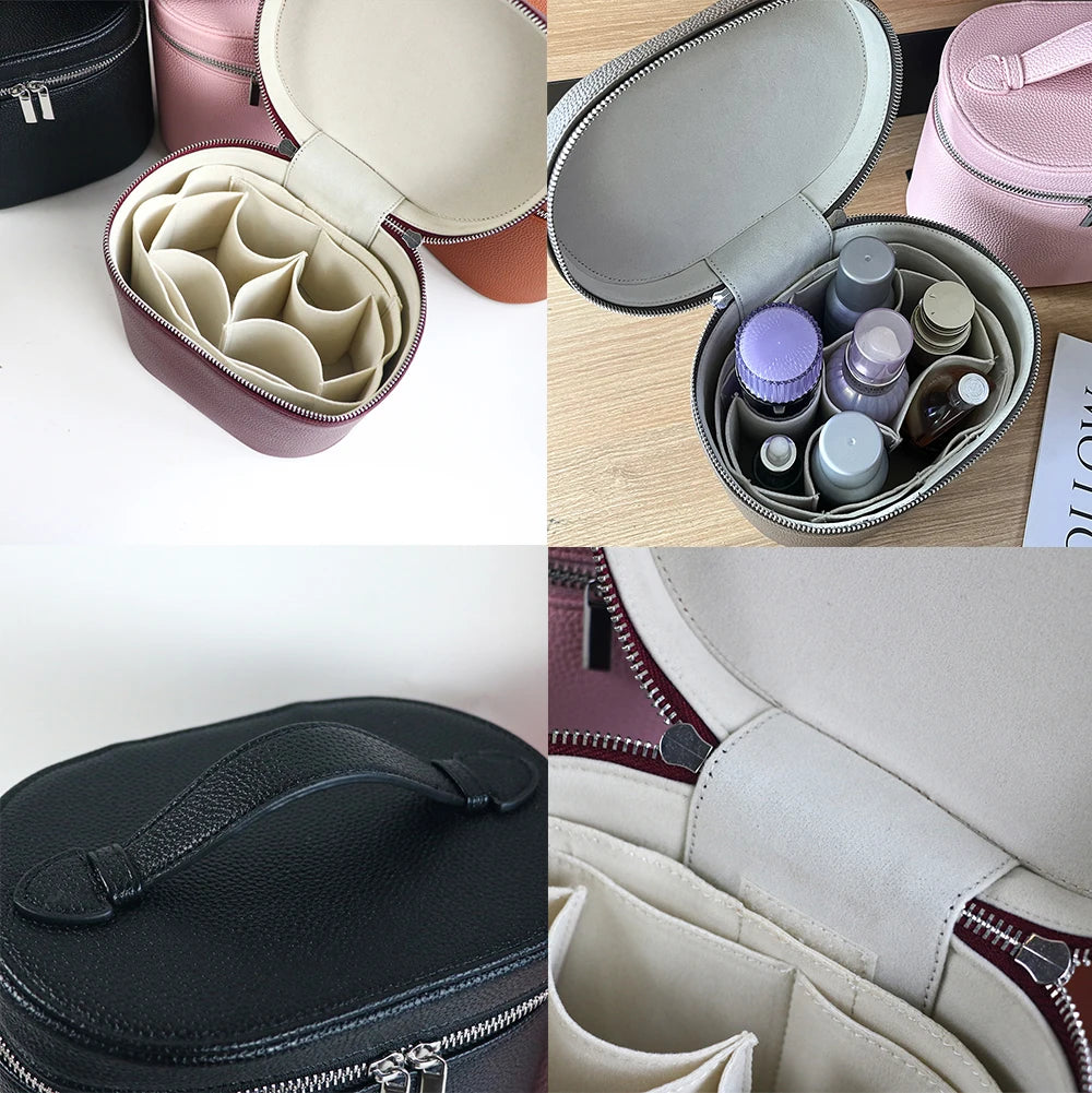 Large-capacity PU leather cosmetic box with internal storage box, customizable names and letters, travel portable cosmetic bag