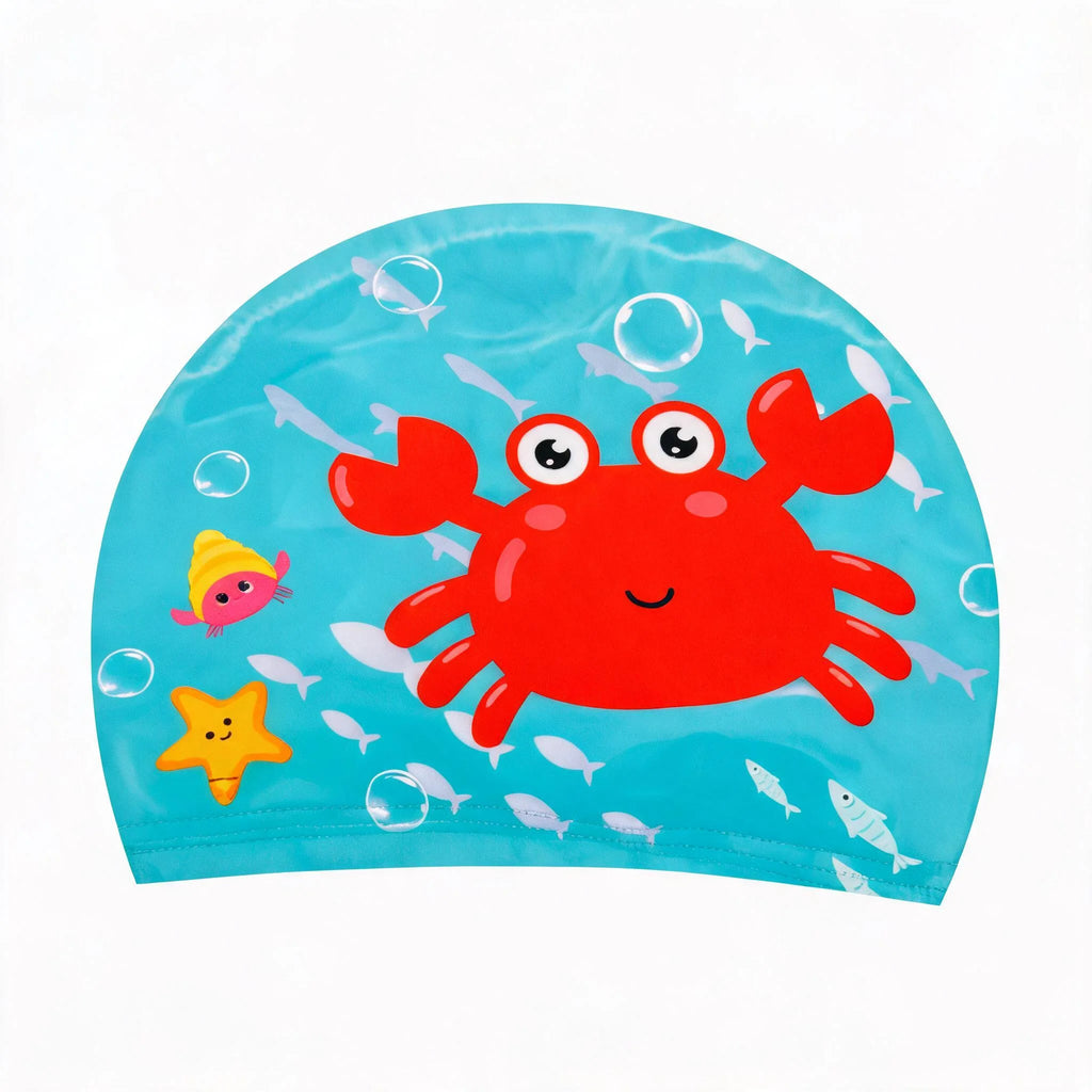 Kids Cartoon Animal Swim Cap 4Pcs/Set Quick Dry Polyester Nylon Elastic Bathing Hats for Boys Girls