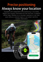 GPS Smart Watch for Men 2G ROM GPS Offline Maps Waterproof Swim Hiking Fitness Tracker Sleep SpO2 Rugged Durable Smartwatch GPS