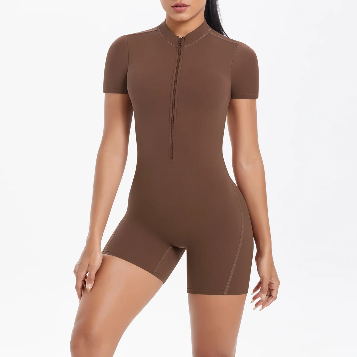 Zipper Gym Jumpsuit Short Women Yoga Sets Sports Outfits Female Yoga Overalls Workout Clothes Fitness Suit Woman's Tracksuit