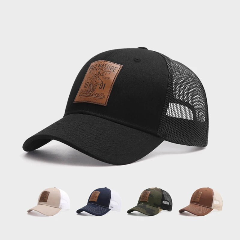 Four Seasons Mesh Baseball Caps Unisex Deer Icon Trucker Cap for Women Men Outdoor Portable Hunting Hiking Fishing Sunscreen Hat Image principale du produit