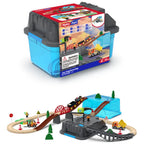 55pcs/set Wooden Railway Track Set Electric Train Magnetic Car Diecast Slot Fit All Brand Biro Wood Track Assemble Toy Boy Gift