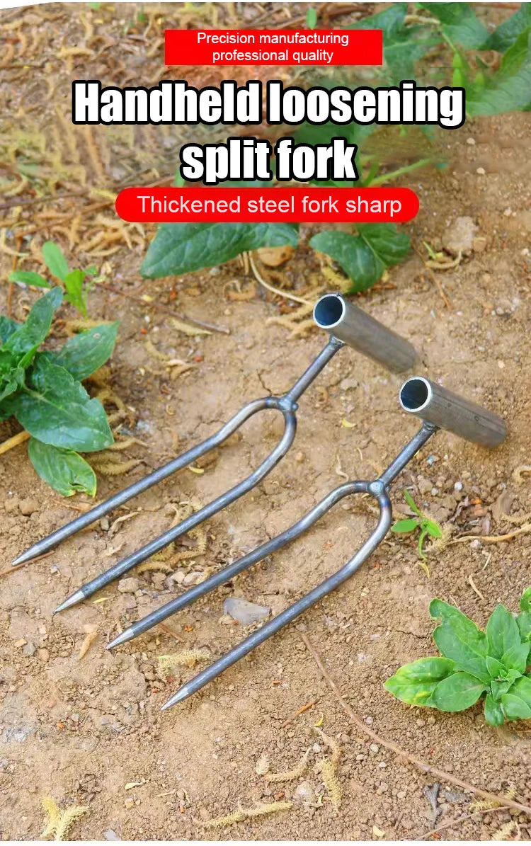 Handheld Adjustable Gardening Two Teeth Fork Stainless steel multifunction Gardening Spade Fork