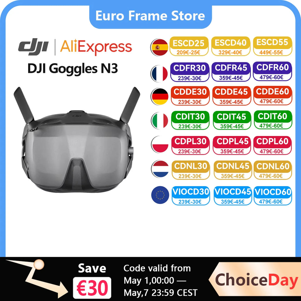 DJI Goggles N3 FPV Goggles 1080p Ultra Wide Screen Immersive Flight Experience FPV Wireless Streaming Goggles N3 New Original