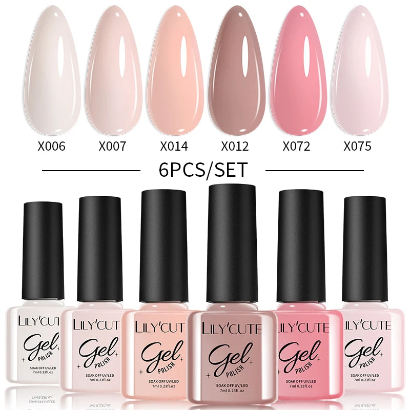 LILYCUTE Nail Gel Polish Set Pink Green Spring DIY Nail Art Design Long Lasting Soak Off UV Gel Manicure Painting Gel Vernis Kit