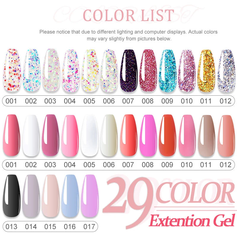 Poly Nail Gel Full Set With 6W LED Lamp Nail Set For Beginner Nail Tips Art 3D Design Decoration Extension Manicure Tools Kit