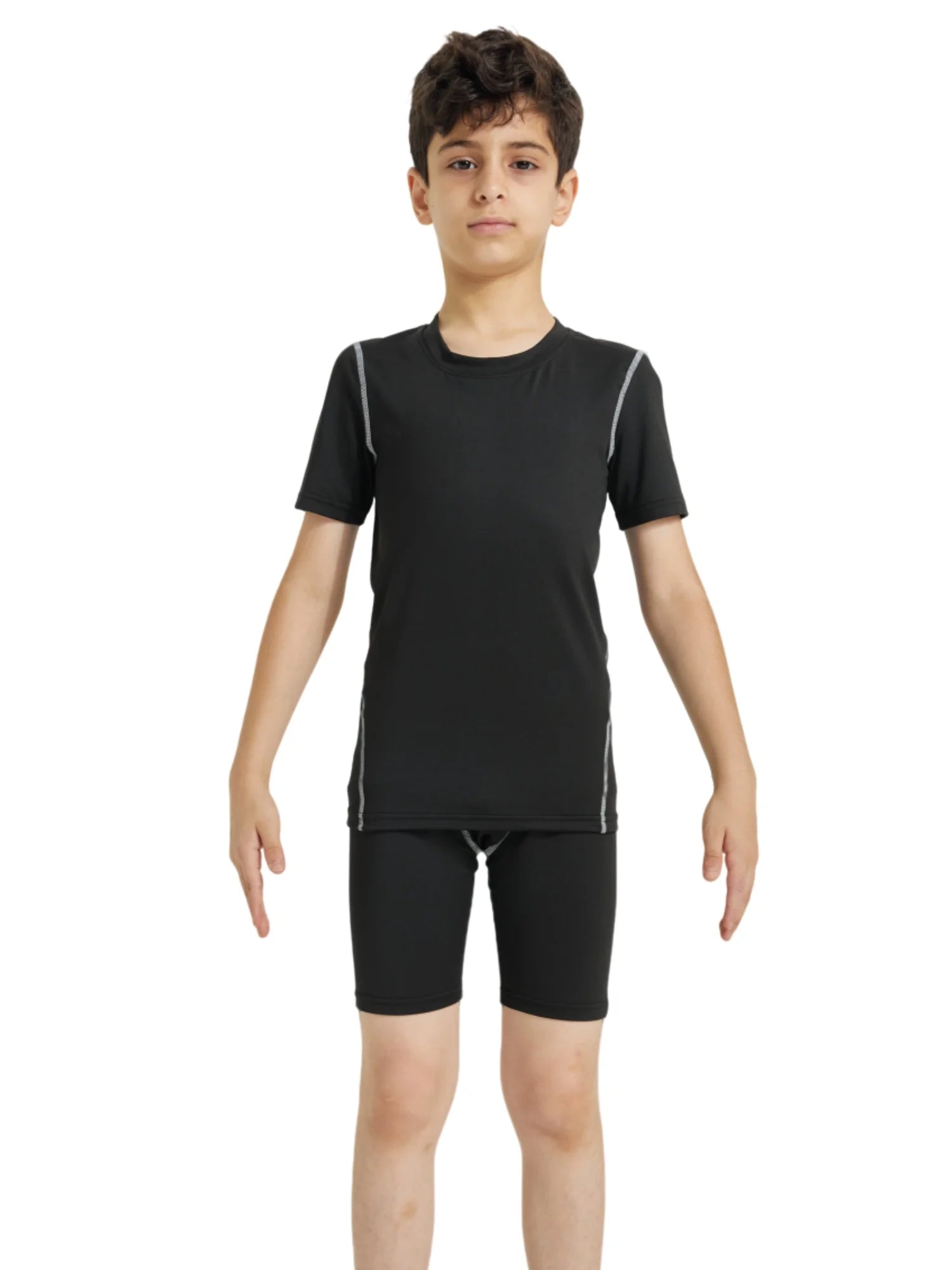 Youth Boys' Compression Sports Set Short Sleeve Athletic Shirts & Shorts Base Layer Set Sports Youth for Kids Football Image principale du produit