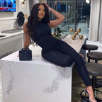 Pencil Jumpsuit Women New Full Seasons Casual Fitness Sporty Playsuit Sleeveless Slim Activewear All In One Jumpsuit Clothing